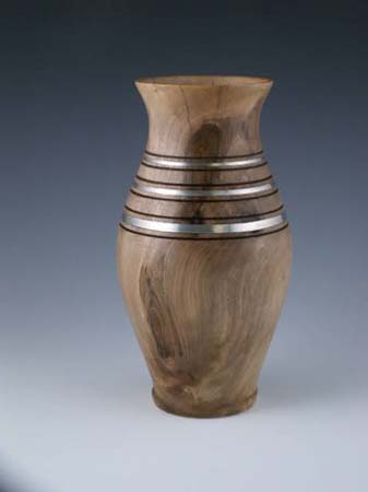 Vase decoratif noyer et etain