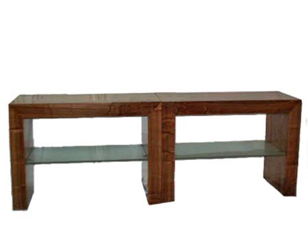 consoles noyer et verre